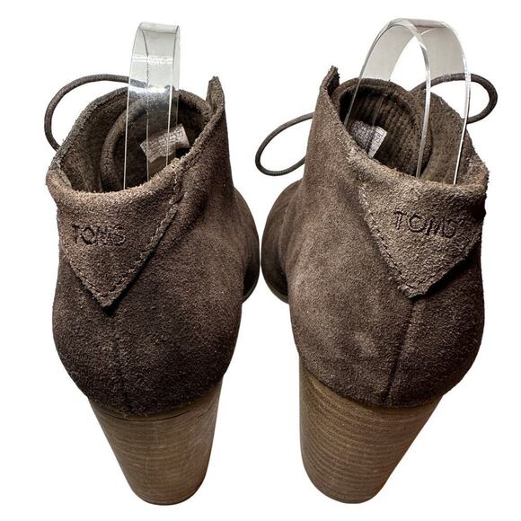 Toms Size 10 Women Brown Suede Quiet Luxury Lunata Block Heel Ankle Bootie Boot - Picture 9 of 12